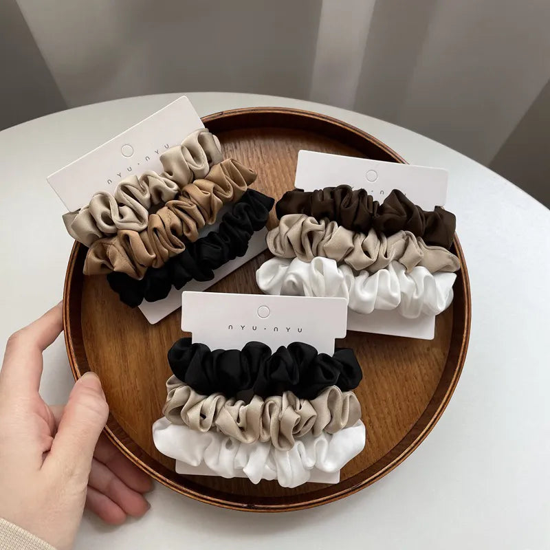 3Pcs Set Silk Satin Scrunchies - LUX MANE HAIR by Mese