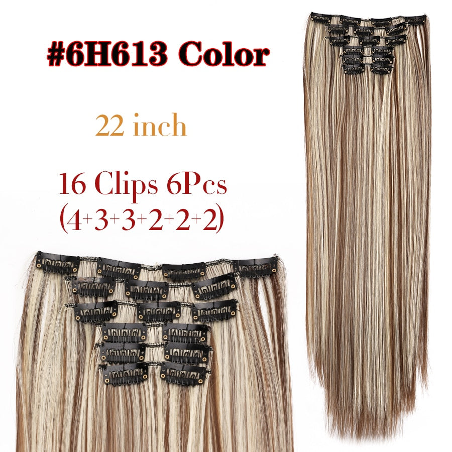 Silky Smooth Synthetic Straight Hair Clips In - Natural, Black Brown Ombre, Ginger - LUX MANE HAIR by Mese