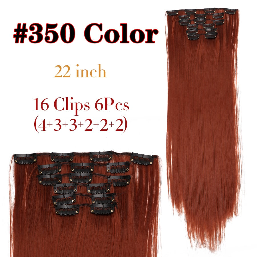 Silky Smooth Synthetic Straight Hair Clips In - Natural, Black Brown Ombre, Ginger - LUX MANE HAIR by Mese