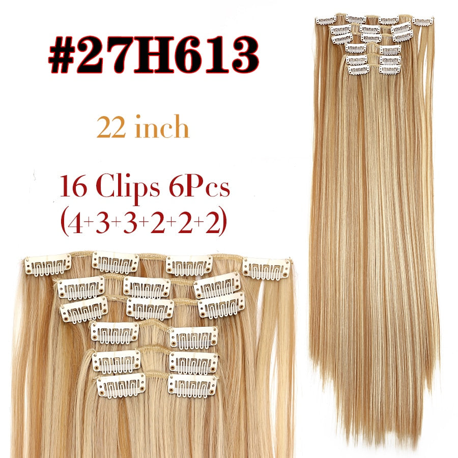 Silky Smooth Synthetic Straight Hair Clips In - Natural, Black Brown Ombre, Ginger - LUX MANE HAIR by Mese