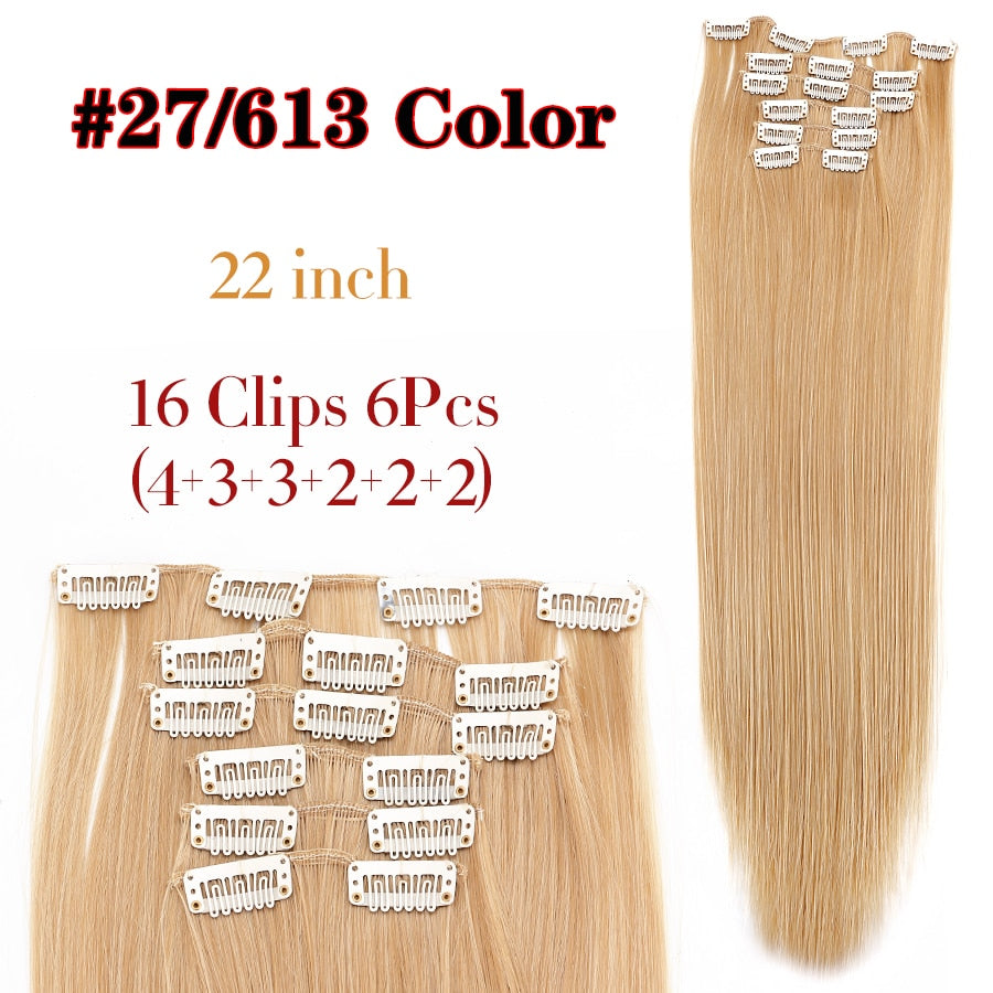 Silky Smooth Synthetic Straight Hair Clips In - Natural, Black Brown Ombre, Ginger - LUX MANE HAIR by Mese