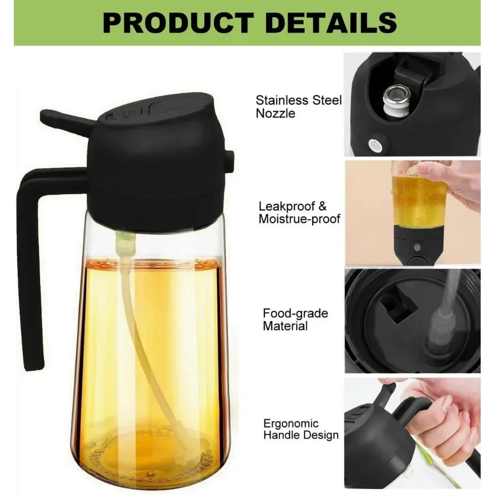 1-2PCS 2in1 Olive Oil Dispenser Bottle 500ml Plastic Oil Sprayer Cooking Oil Spray Tank BBQ Baking Picnic Kitchen Tools for Home - LUX MANE HAIR by Mese