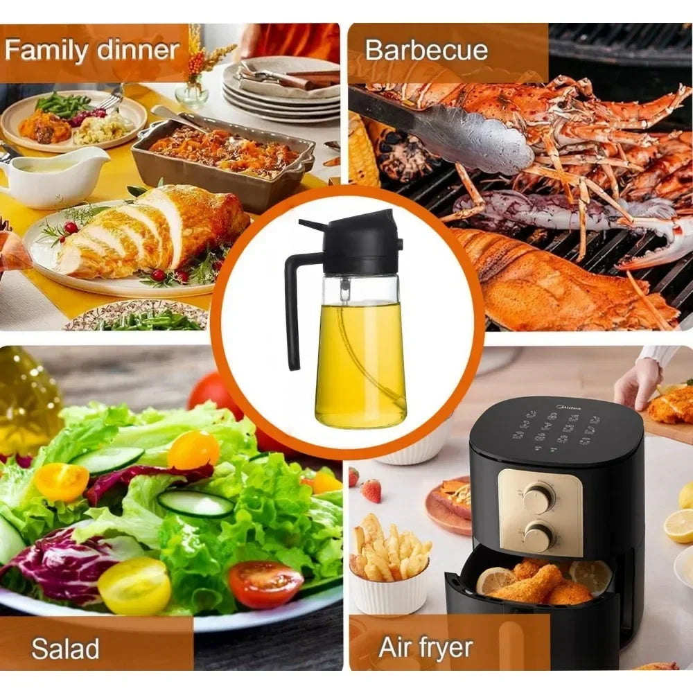 1-2PCS 2in1 Olive Oil Dispenser Bottle 500ml Plastic Oil Sprayer Cooking Oil Spray Tank BBQ Baking Picnic Kitchen Tools for Home - LUX MANE HAIR by Mese