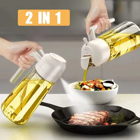 1-2PCS 2in1 Olive Oil Dispenser Bottle 500ml Plastic Oil Sprayer Cooking Oil Spray Tank BBQ Baking Picnic Kitchen Tools for Home - LUX MANE HAIR by Mese