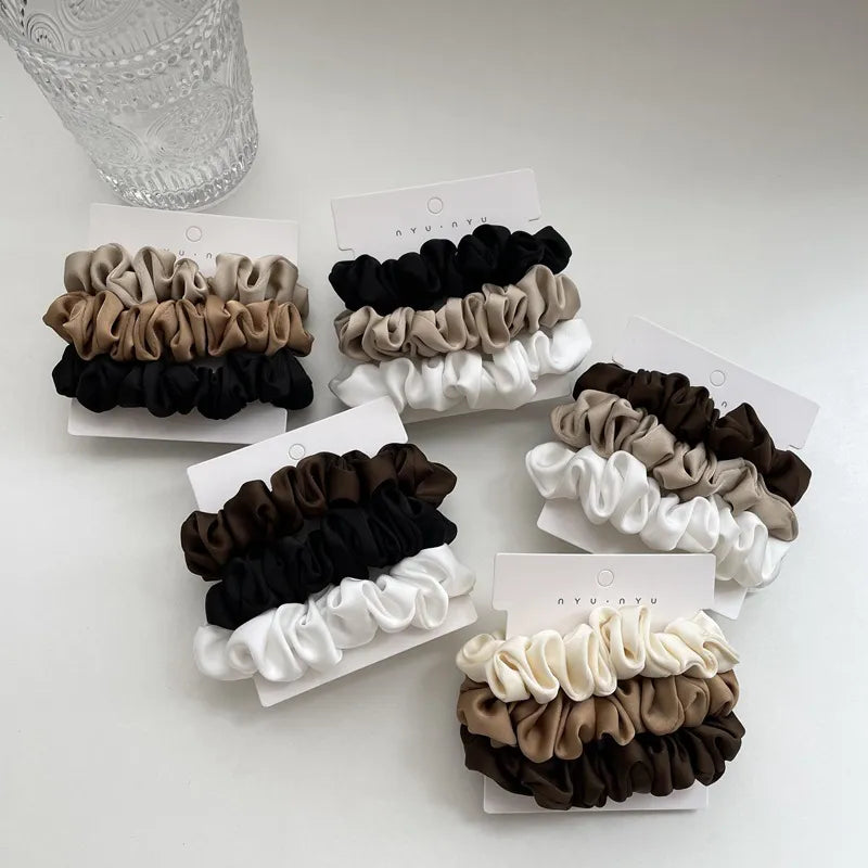 3Pcs Set Silk Satin Scrunchies - LUX MANE HAIR by Mese