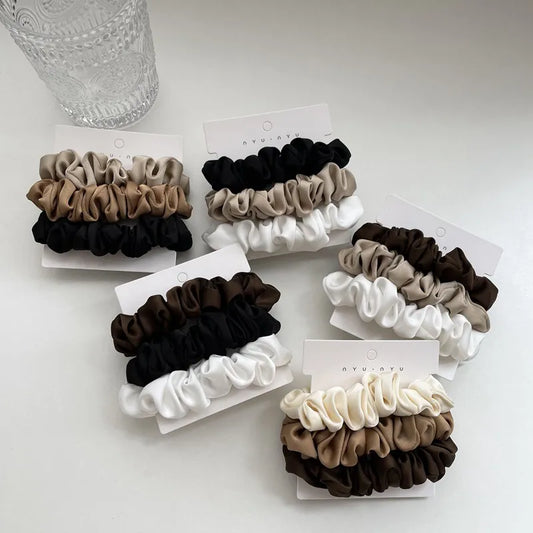 3Pcs Set Silk Satin Scrunchies - LUX MANE HAIR by Mese