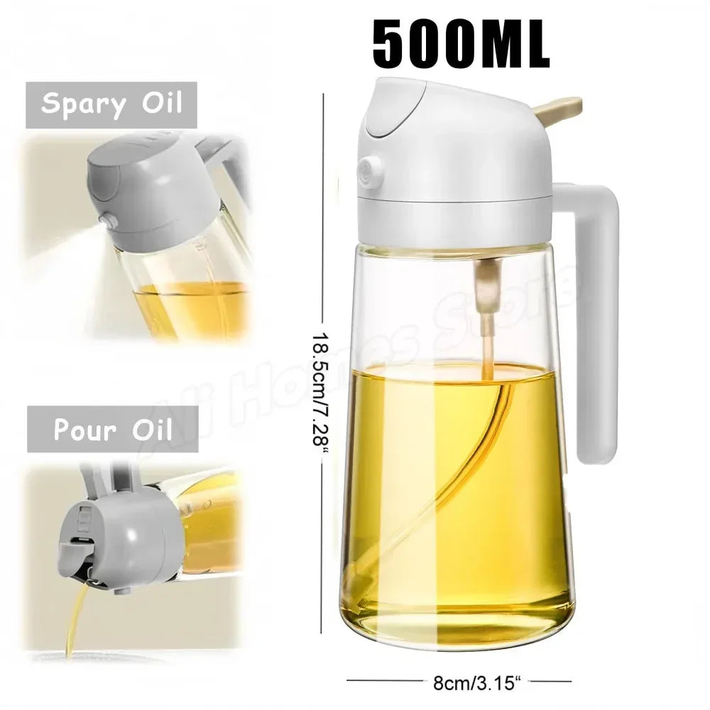 1-2PCS 2in1 Olive Oil Dispenser Bottle 500ml Plastic Oil Sprayer Cooking Oil Spray Tank BBQ Baking Picnic Kitchen Tools for Home - LUX MANE HAIR by Mese