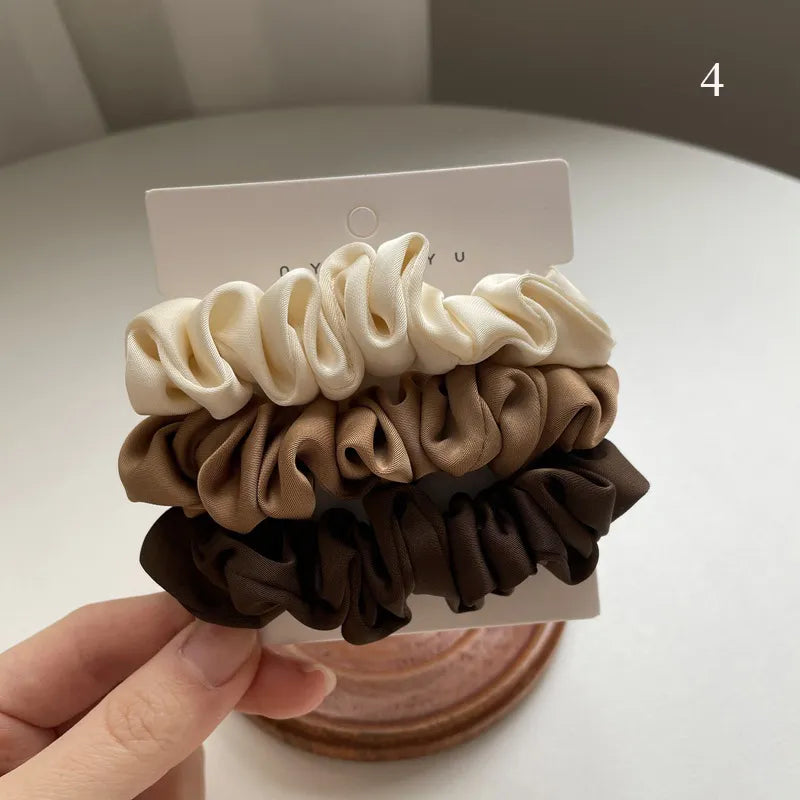 3Pcs Set Silk Satin Scrunchies - LUX MANE HAIR by Mese