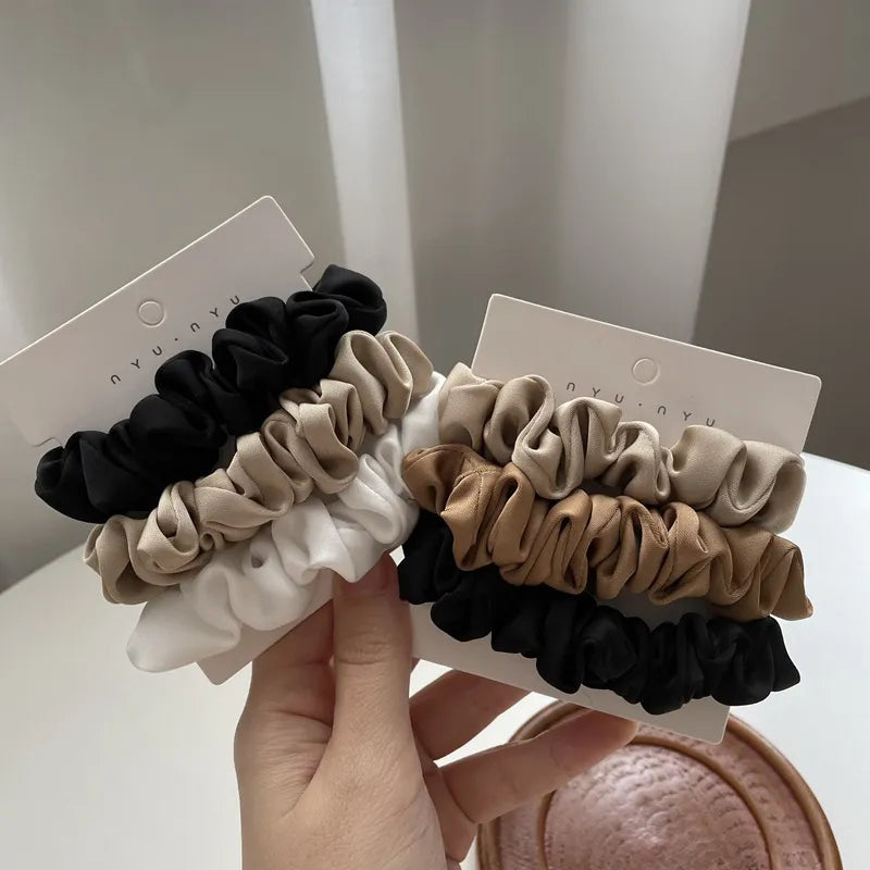 3Pcs Set Silk Satin Scrunchies - LUX MANE HAIR by Mese