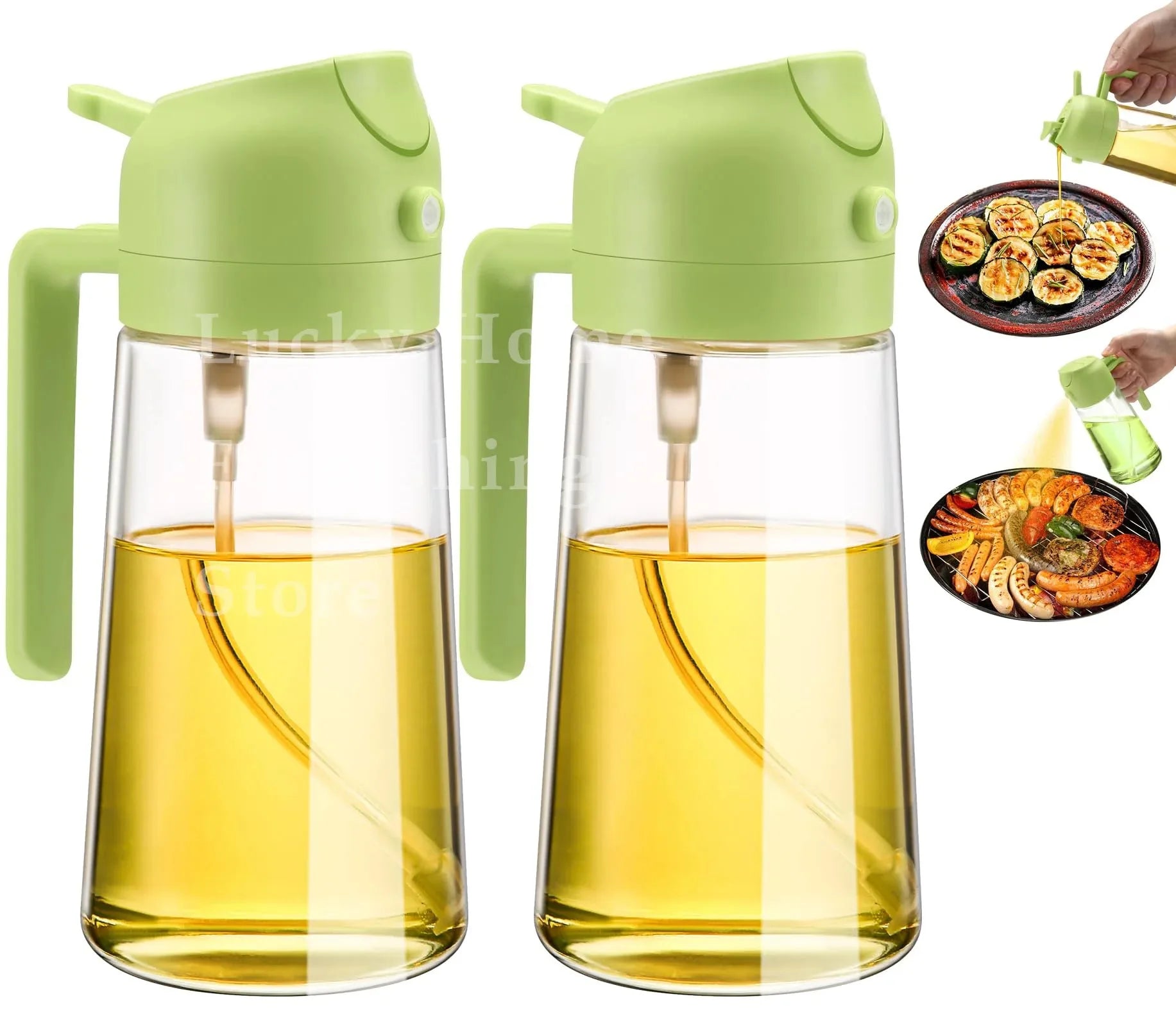 1-2PCS 2in1 Olive Oil Dispenser Bottle 500ml Plastic Oil Sprayer Cooking Oil Spray Tank BBQ Baking Picnic Kitchen Tools for Home - LUX MANE HAIR by Mese