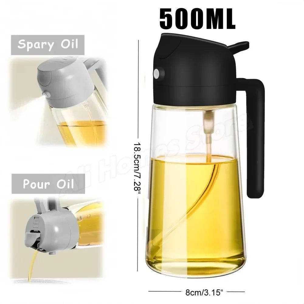 1-2PCS 2in1 Olive Oil Dispenser Bottle 500ml Plastic Oil Sprayer Cooking Oil Spray Tank BBQ Baking Picnic Kitchen Tools for Home - LUX MANE HAIR by Mese