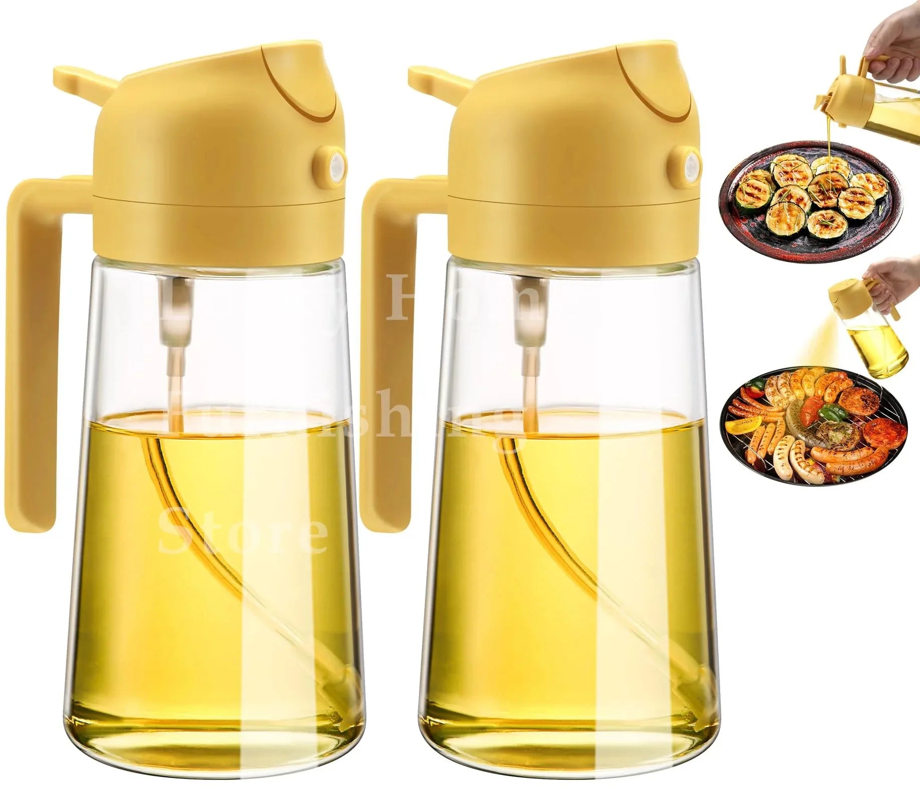 1-2PCS 2in1 Olive Oil Dispenser Bottle 500ml Plastic Oil Sprayer Cooking Oil Spray Tank BBQ Baking Picnic Kitchen Tools for Home - LUX MANE HAIR by Mese