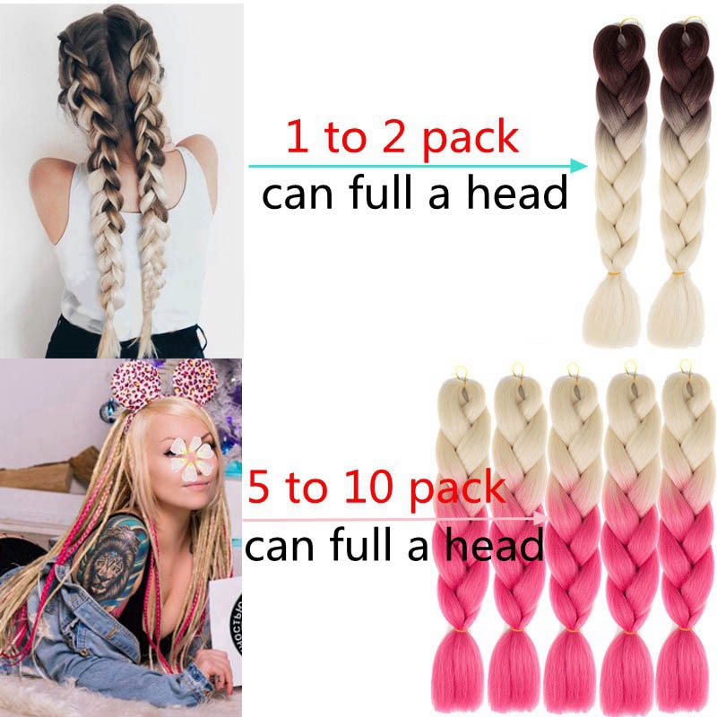 Colorful Ombre Synthetic Braiding Hair Extensions