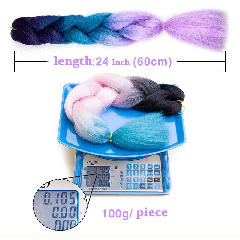 Colorful Ombre Synthetic Braiding Hair Extensions