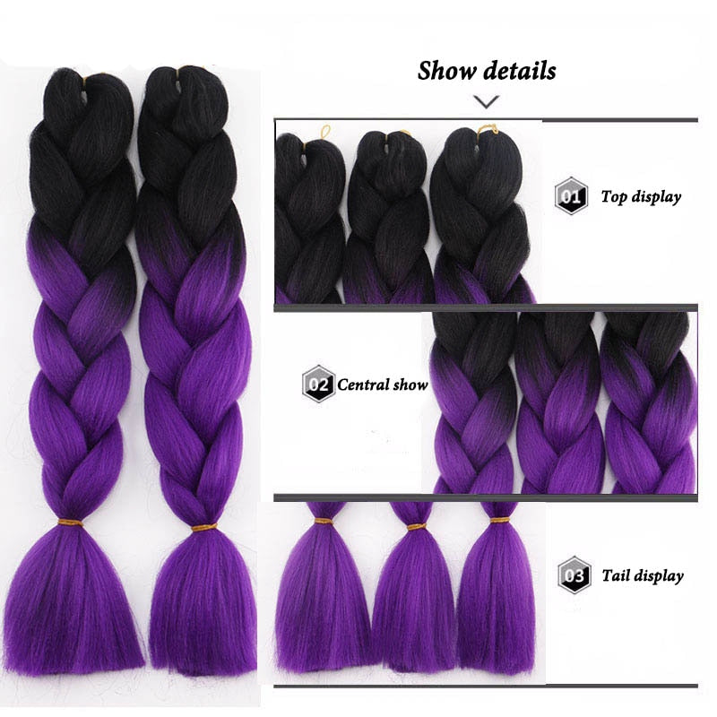 Colorful Ombre Synthetic Braiding Hair Extensions