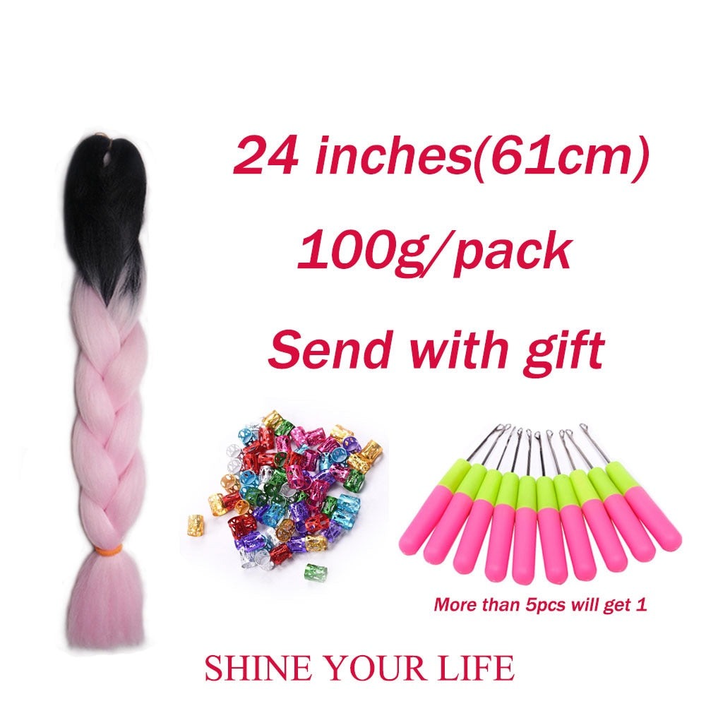 Colorful Ombre Synthetic Braiding Hair Extensions