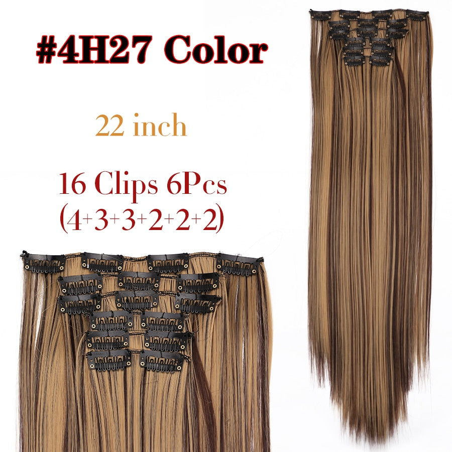 Silky Smooth Synthetic Straight Hair Clips In - Natural, Black Brown Ombre, Ginger - LUX MANE HAIR by Mese