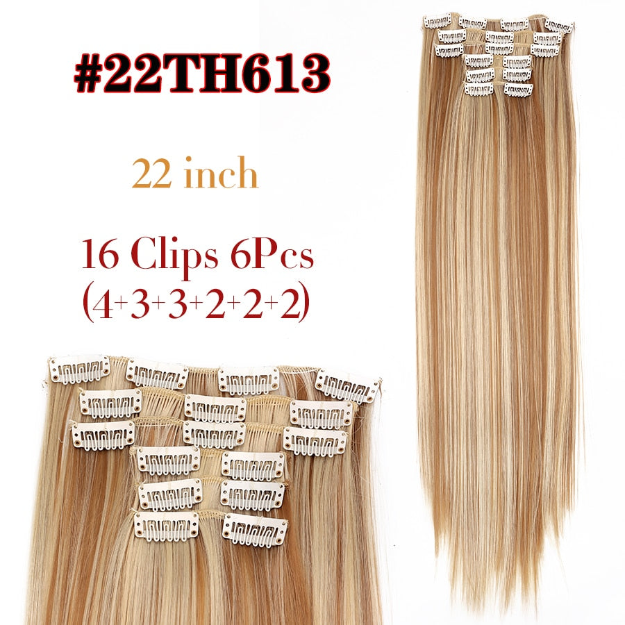 Silky Smooth Synthetic Straight Hair Clips In - Natural, Black Brown Ombre, Ginger - LUX MANE HAIR by Mese