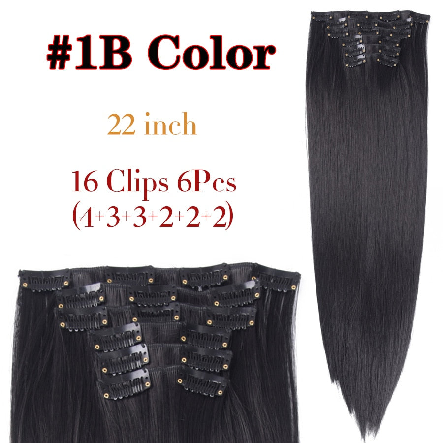 Silky Smooth Synthetic Straight Hair Clips In - Natural, Black Brown Ombre, Ginger - LUX MANE HAIR by Mese