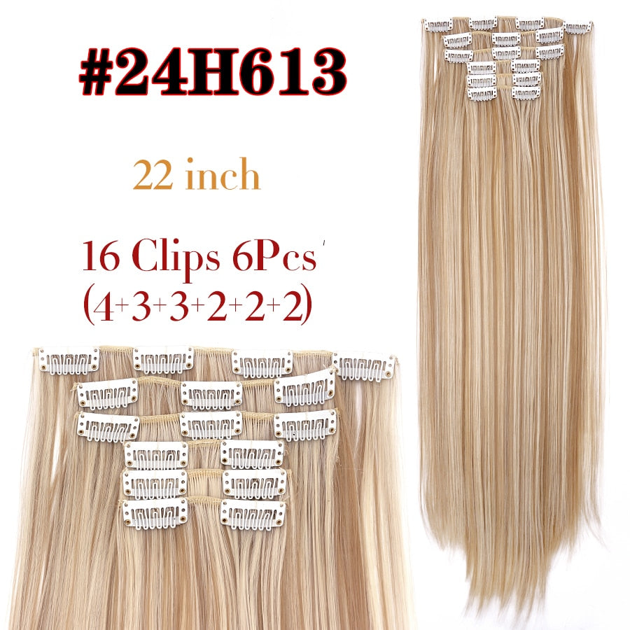 Silky Smooth Synthetic Straight Hair Clips In - Natural, Black Brown Ombre, Ginger - LUX MANE HAIR by Mese
